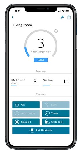 Aplikacja mobilna w oczyszczaczu powietrza Philips AC2959/53